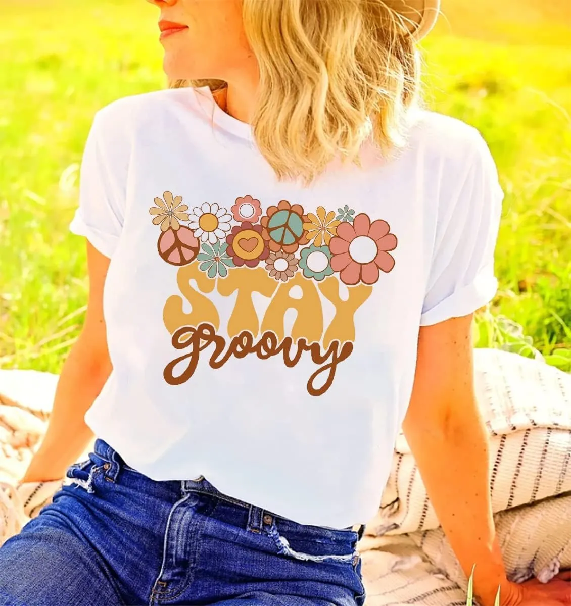 Womens Graphic Tee Shirts Trendy Casual Summer Loose Fit Short Sleeve Tshirts for Women