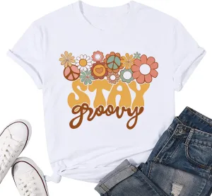 Womens Graphic Tee Shirts Trendy Casual Summer Loose Fit Short Sleeve Tshirts for Women