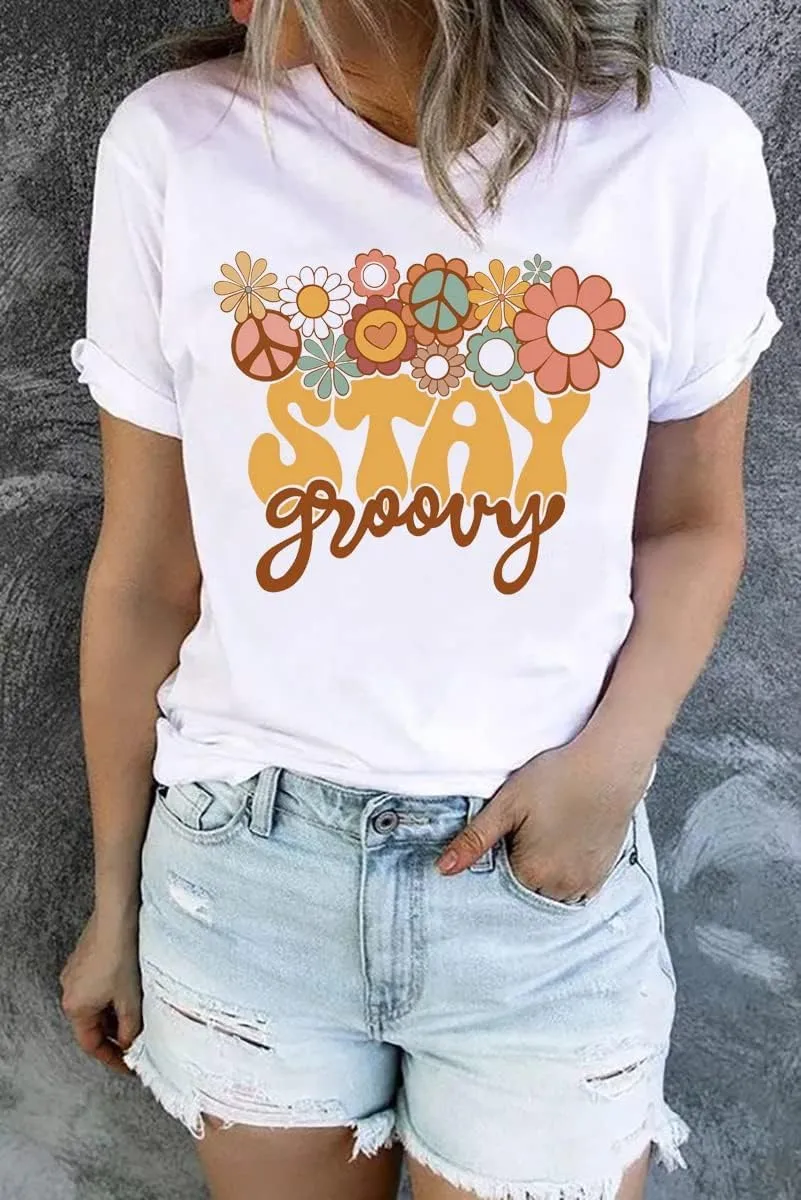 Womens Graphic Tee Shirts Trendy Casual Summer Loose Fit Short Sleeve Tshirts for Women