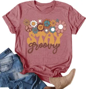 Womens Graphic Tee Shirts Trendy Casual Summer Loose Fit Short Sleeve Tshirts for Women