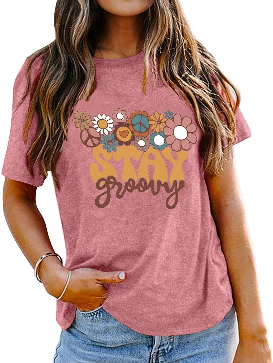 Womens Graphic Tee Shirts Trendy Casual Summer Loose Fit Short Sleeve Tshirts for Women
