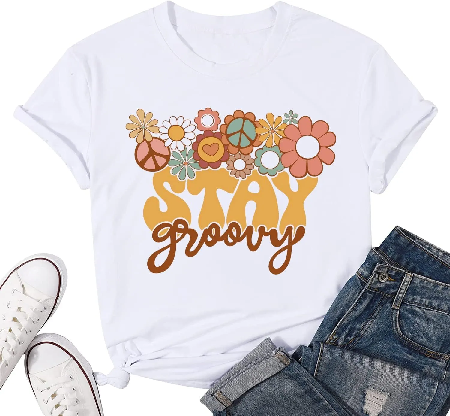 Womens Graphic Tee Shirts Trendy Casual Summer Loose Fit Short Sleeve Tshirts for Women
