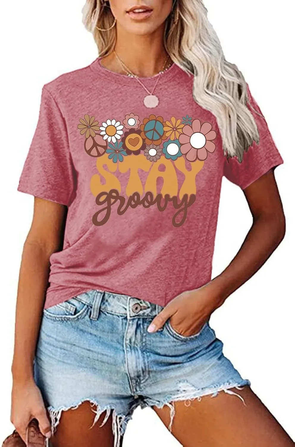 Womens Graphic Tee Shirts Trendy Casual Summer Loose Fit Short Sleeve Tshirts for Women
