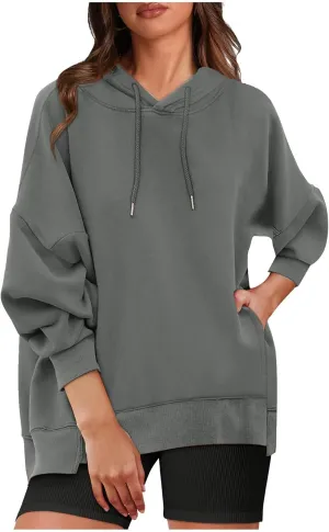 Womens Oversized Hoodies Solid Color Loose And Comfortable Long-Sleeved Hooded Sweatshirt Hooded Top for Daily