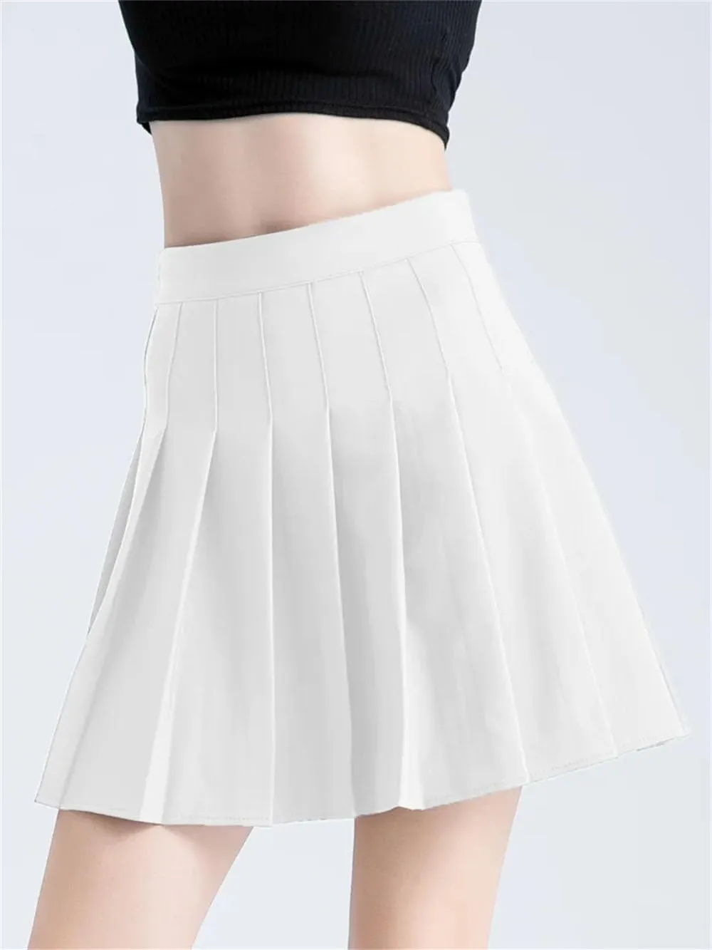 Women's Stylish High Waisted Flared Pleated Skirt Made of Comfortable Fabric A Line Pleated Skirt