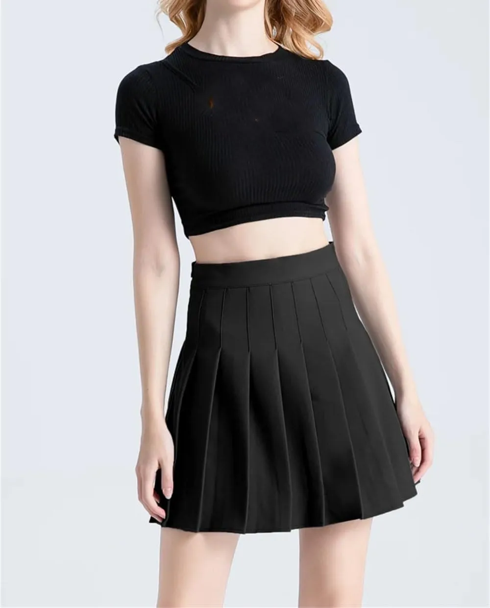 Women's Stylish High Waisted Flared Pleated Skirt Made of Comfortable Fabric A Line Pleated Skirt