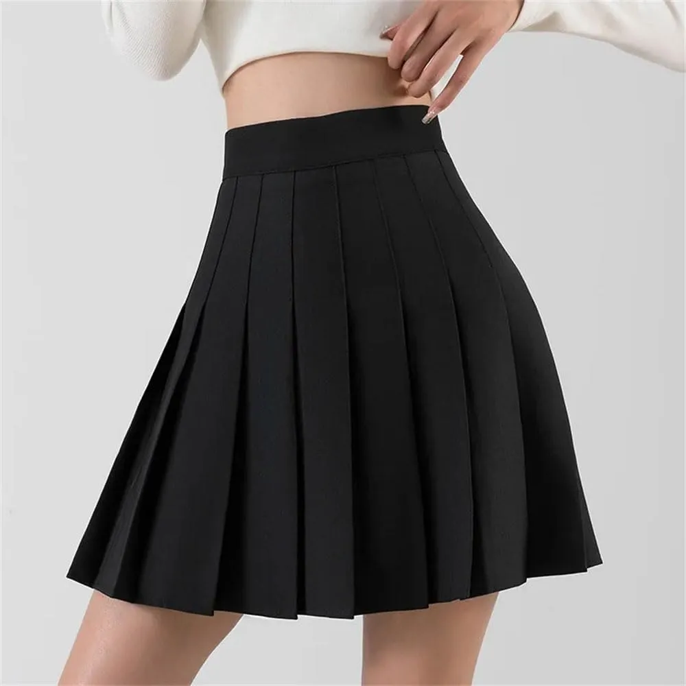 Women's Stylish High Waisted Flared Pleated Skirt Made of Comfortable Fabric A Line Pleated Skirt
