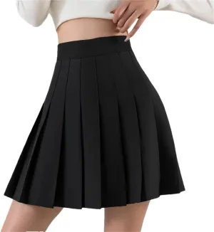 Women's Stylish High Waisted Flared Pleated Skirt Made of Comfortable Fabric A Line Pleated Skirt