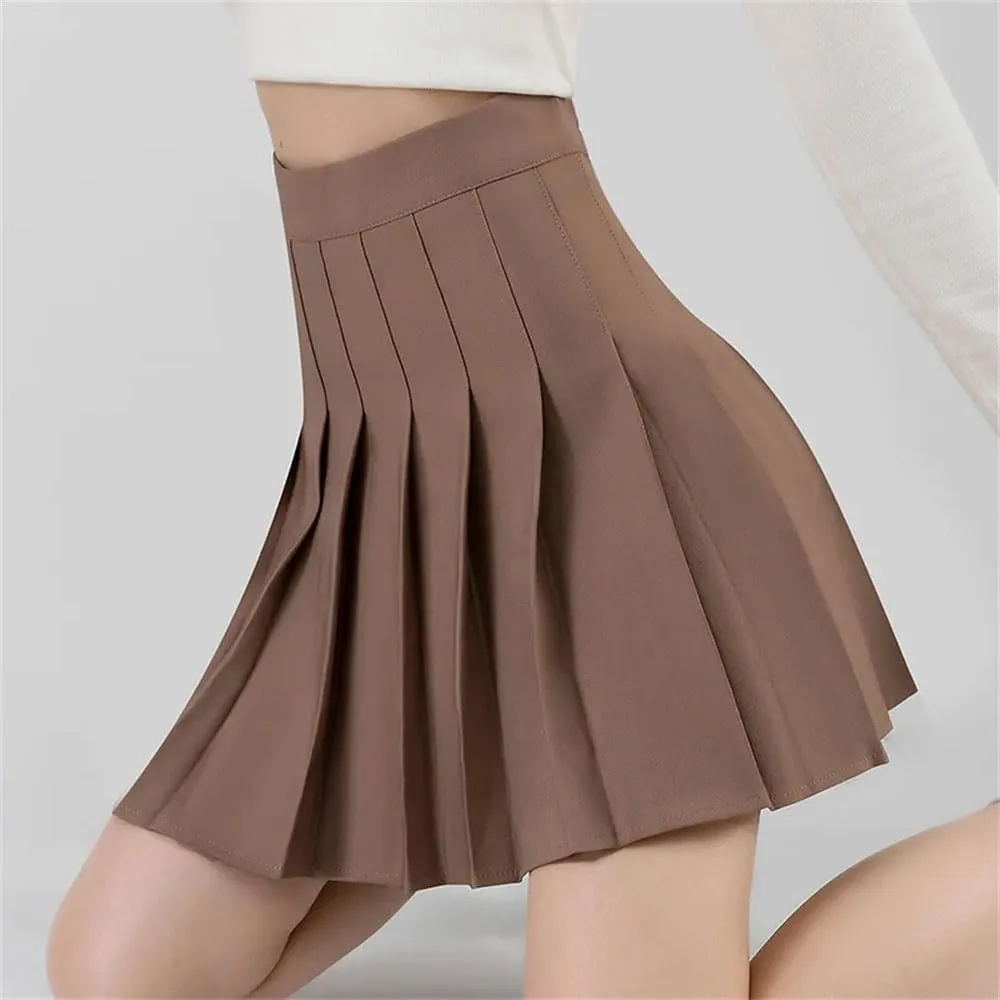Women's Stylish High Waisted Flared Pleated Skirt Made of Comfortable Fabric A Line Pleated Skirt
