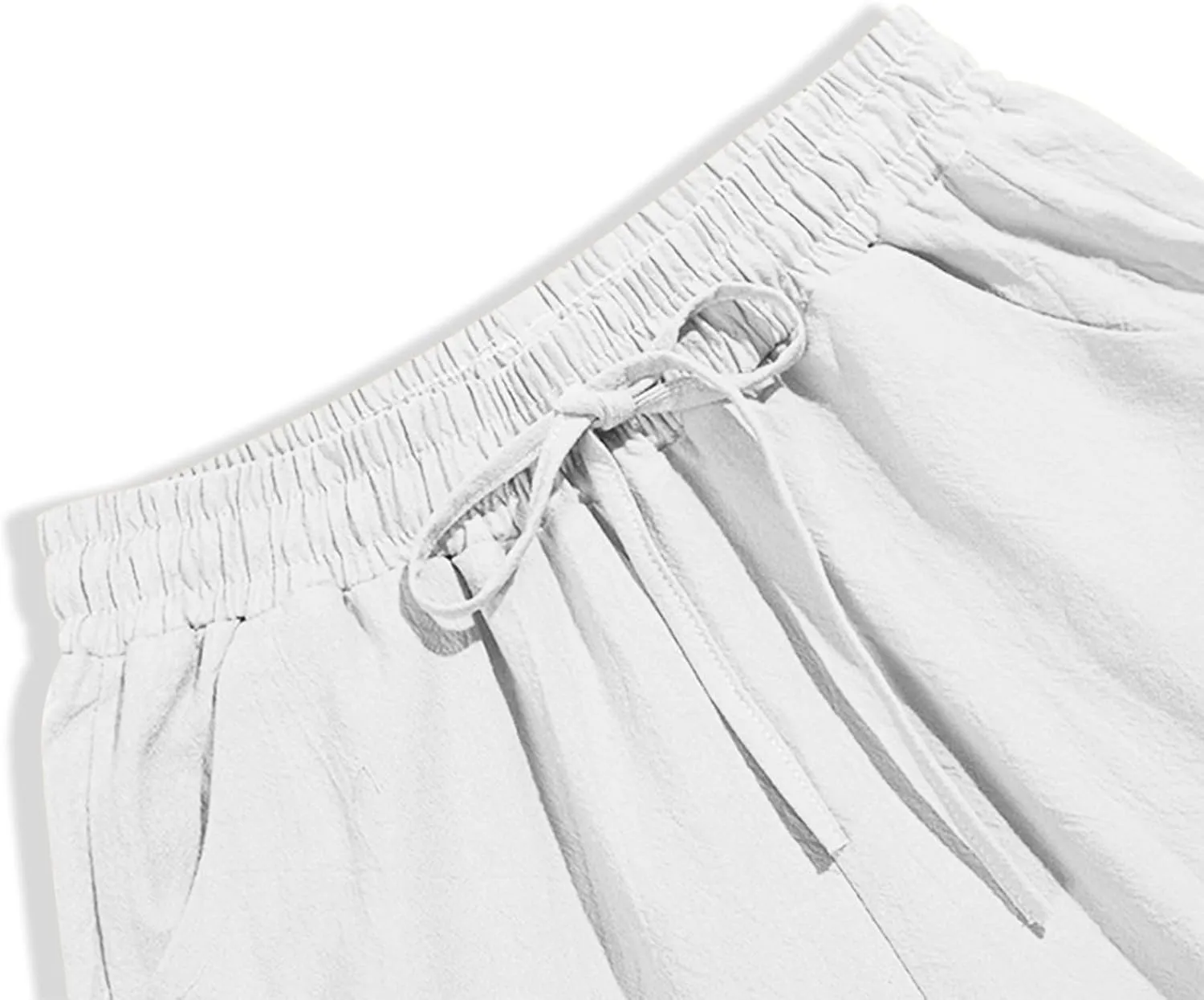 Womens Summer Linen Pants Comfortable Palazzo Pants Flowy Wide Leg Pant Lightweight Cotton Gauze Pant with Pockets