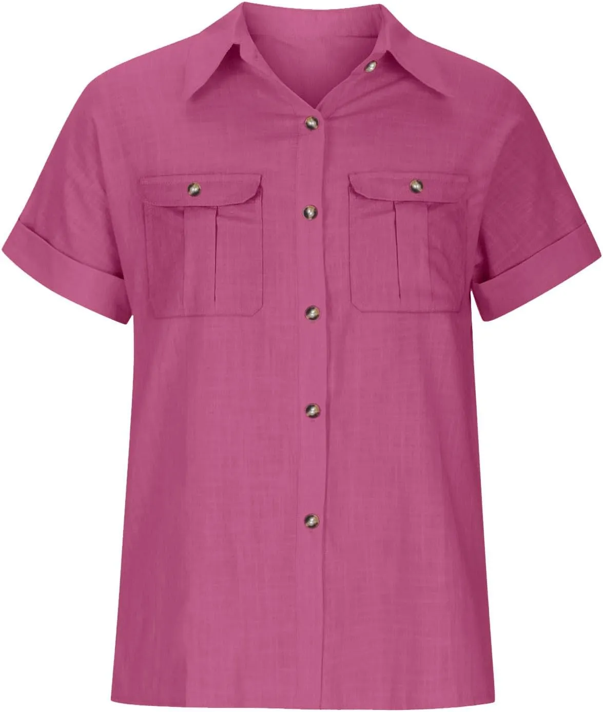 Womens Summer Tops V Neck Button Down Shirts Casual Trendy Business Basic Tees Ladies Daily Going Out Blouses