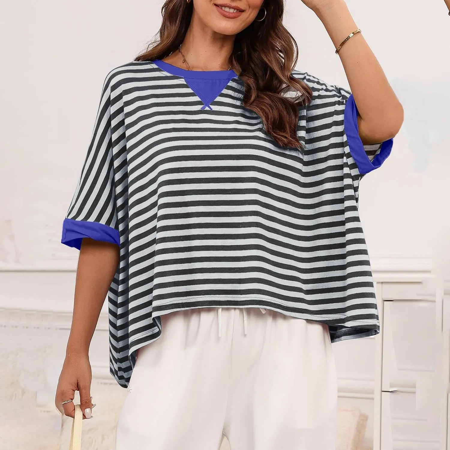 Womens Tops Dressy Casual Short Sleeve Oversized Loose Basic Tees Daily Dating Work Trendy Cute Shirts