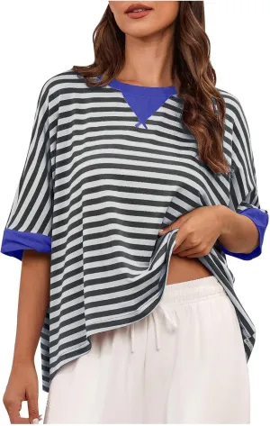Womens Tops Dressy Casual Short Sleeve Oversized Loose Basic Tees Daily Dating Work Trendy Cute Shirts