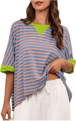 Womens Tops Dressy Casual Short Sleeve Oversized Loose Basic Tees Daily Dating Work Trendy Cute Shirts