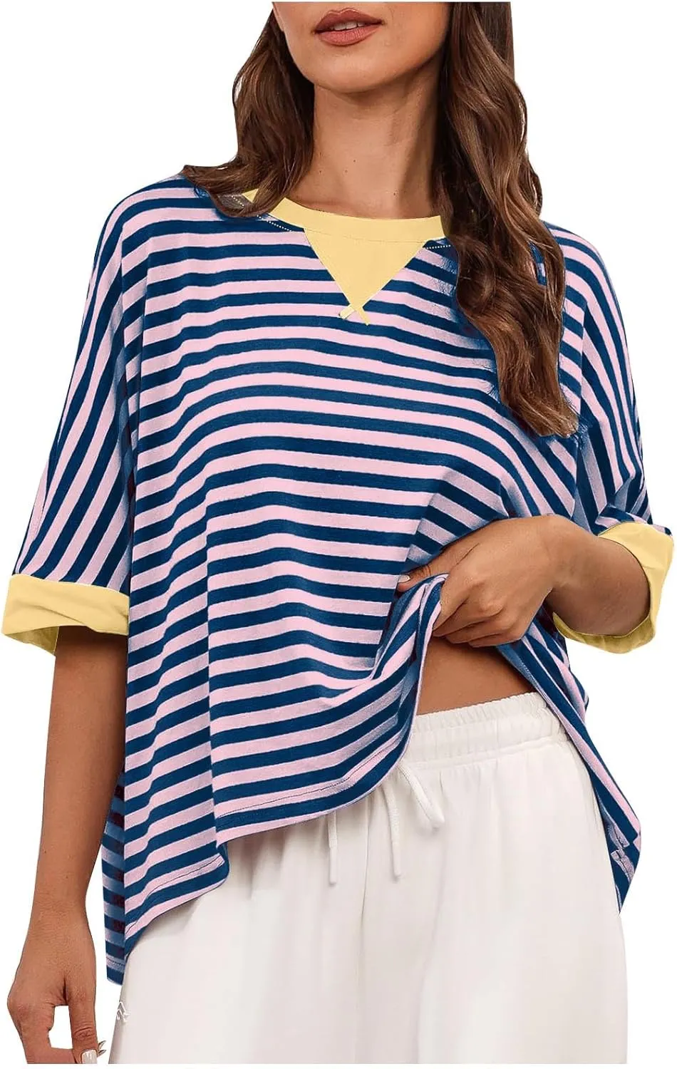 Womens Tops Dressy Casual Short Sleeve Oversized Loose Basic Tees Daily Dating Work Trendy Cute Shirts