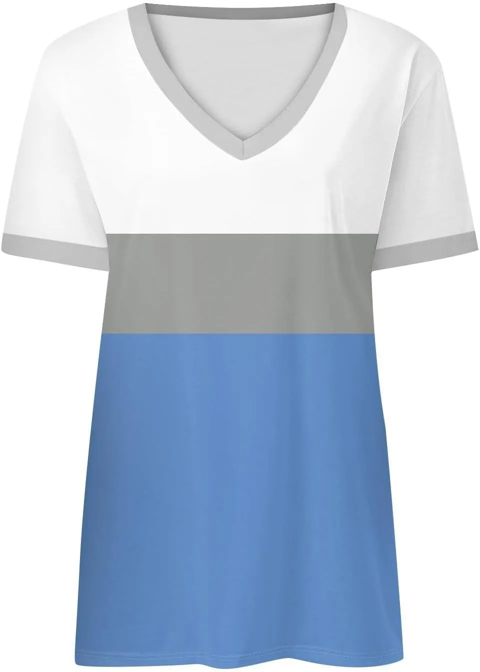 Womens Tops Short Sleeve Striped V Neck T Shirts Loose Fit Casual Basic Tees 2024 Daily Trendy Summer Tops