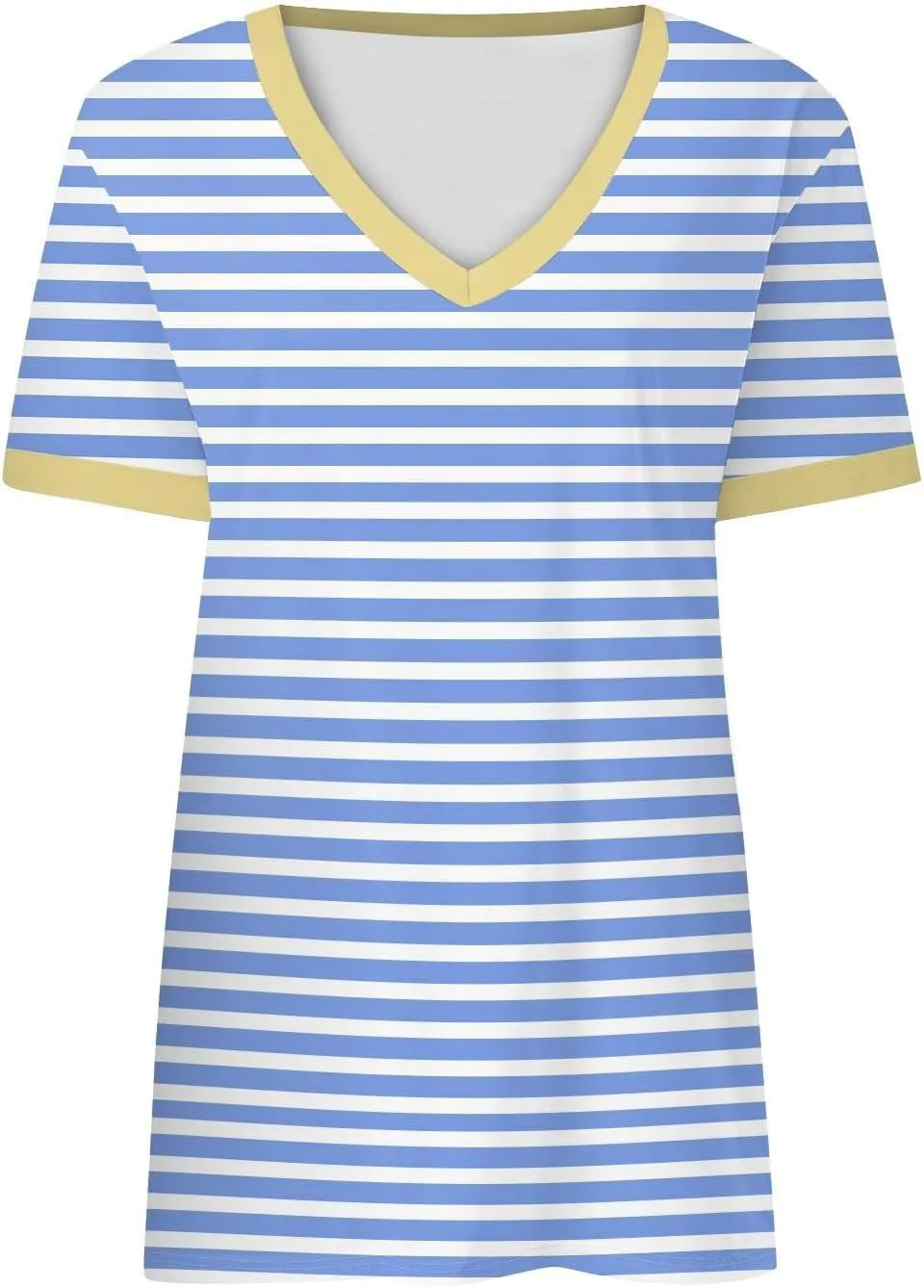 Womens Tops Short Sleeve Striped V Neck T Shirts Loose Fit Casual Basic Tees 2024 Daily Trendy Summer Tops