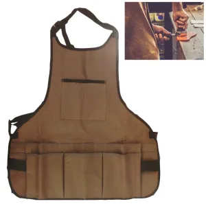 Work Shop Apron Canvas 14 Tool Pockets Adjustable Straps Construction Carpenters