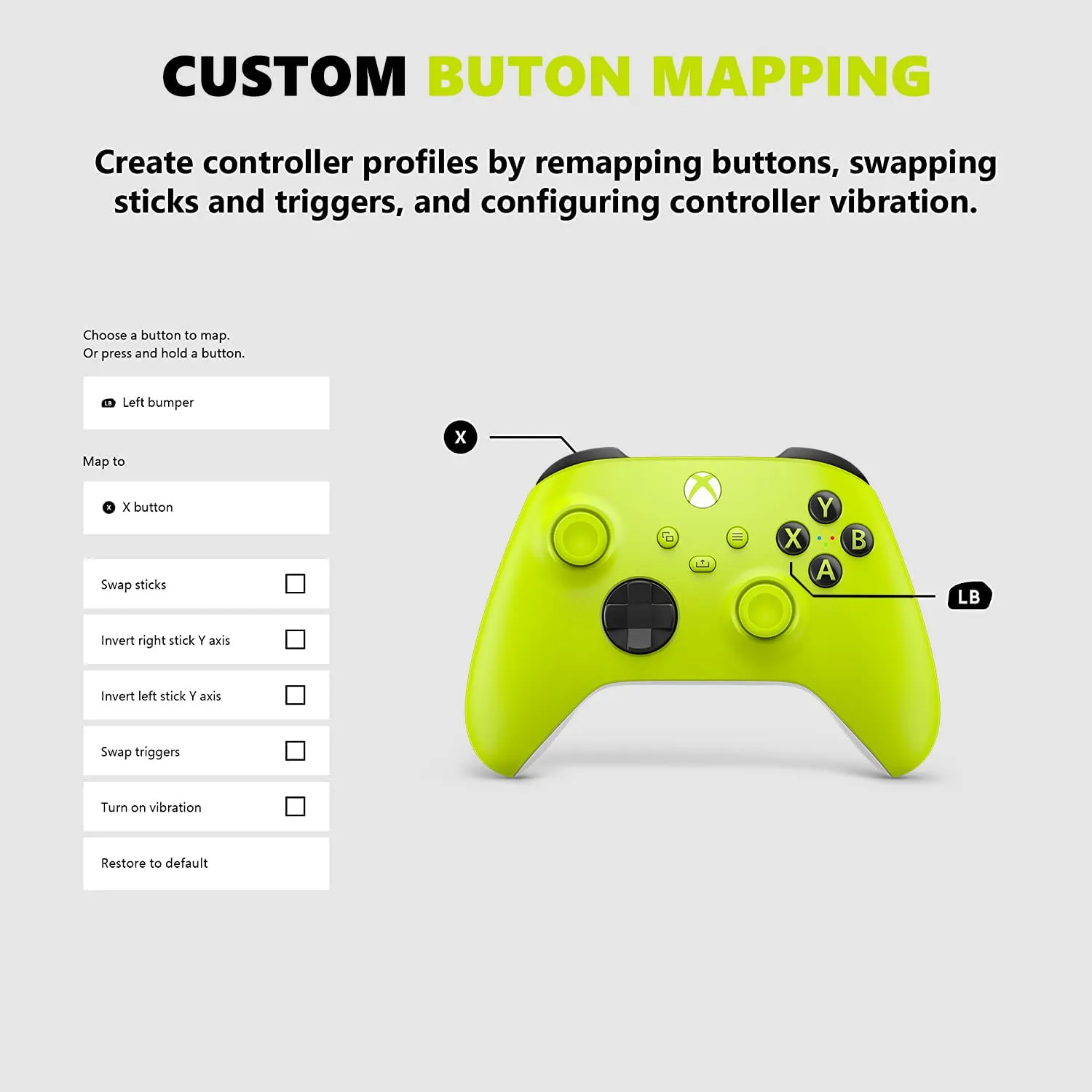 Xbox Core Wireless Controller  Electric Volt (Renewed Premium)