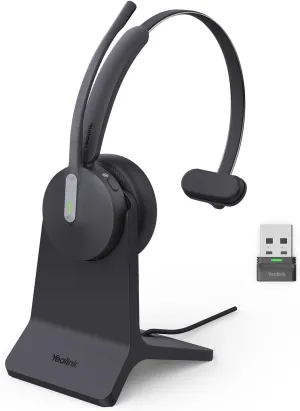 Yealink BH70 with Stand Wireless Bluetooth Headset with Microphone for Work, up to 35h Talking Battery Life, 3 Noise Cancellation Mics, Teams Certified, 90min Fast Charging, NO Power Adapter Needed