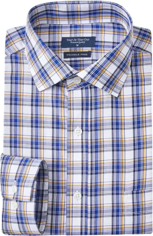 Year In Year Out Wrinkle Free Dress Shirt for Men Regular Fit Long Sleeve Wrinkle Resistant Shirt