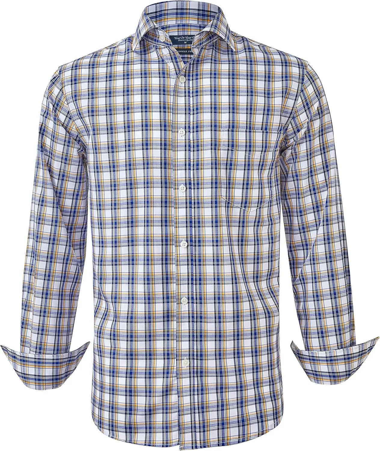 Year In Year Out Wrinkle Free Dress Shirt for Men Regular Fit Long Sleeve Wrinkle Resistant Shirt