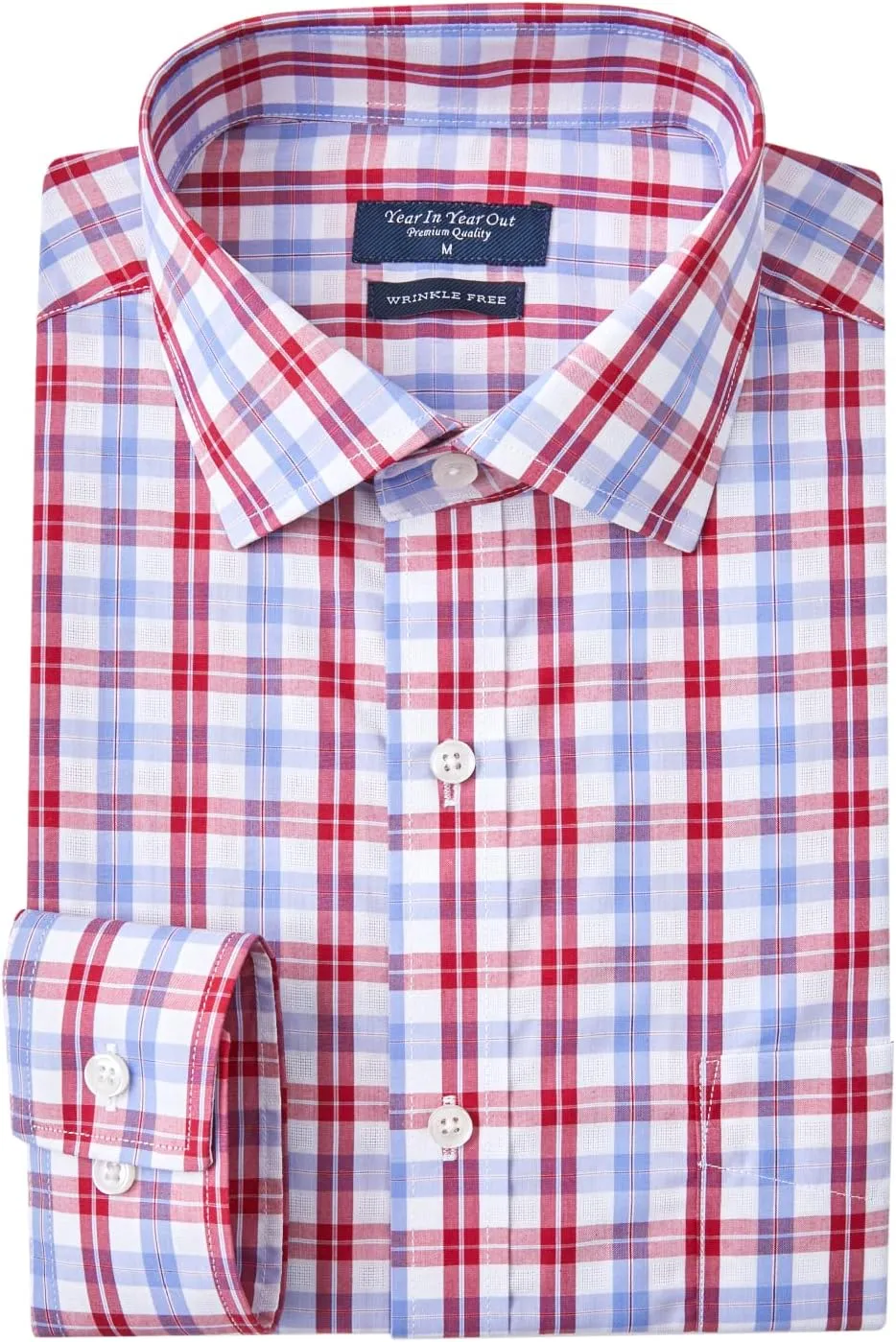 Year In Year Out Wrinkle Free Dress Shirt for Men Regular Fit Long Sleeve Wrinkle Resistant Shirt