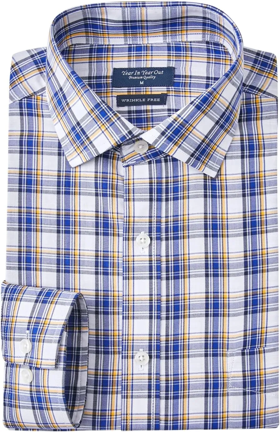 Year In Year Out Wrinkle Free Dress Shirt for Men Regular Fit Long Sleeve Wrinkle Resistant Shirt