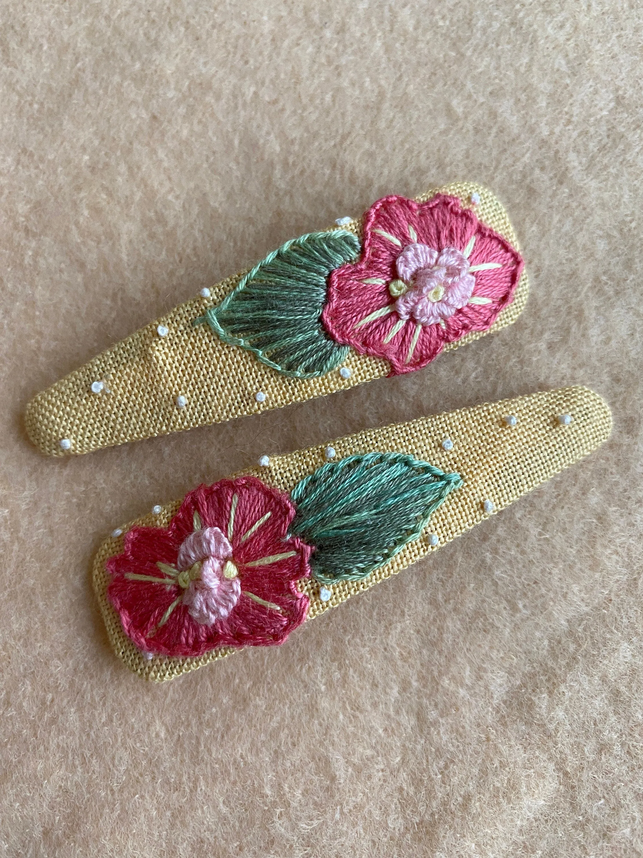 Yellow and pink baby girl hair clip set