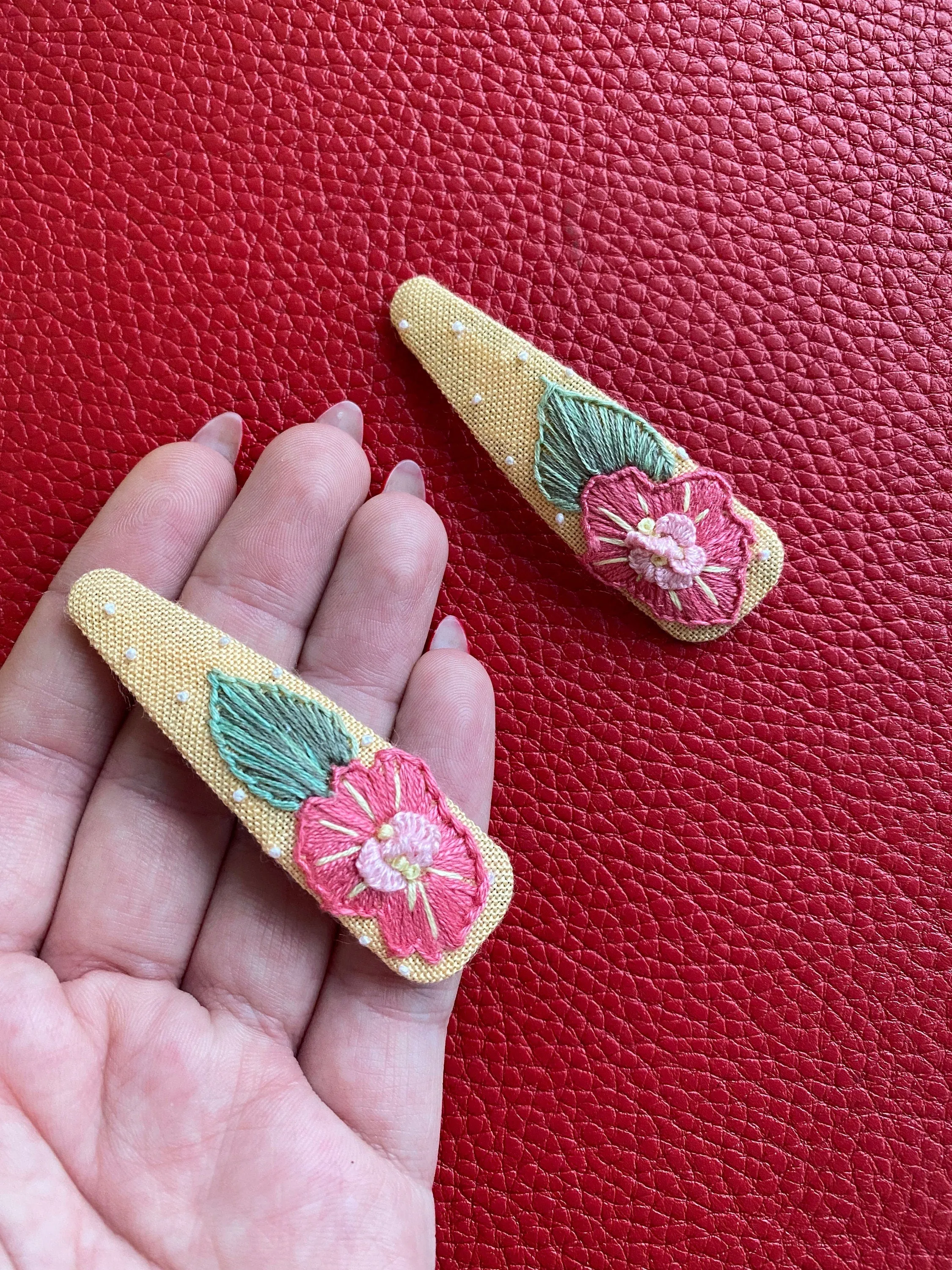 Yellow and pink baby girl hair clip set