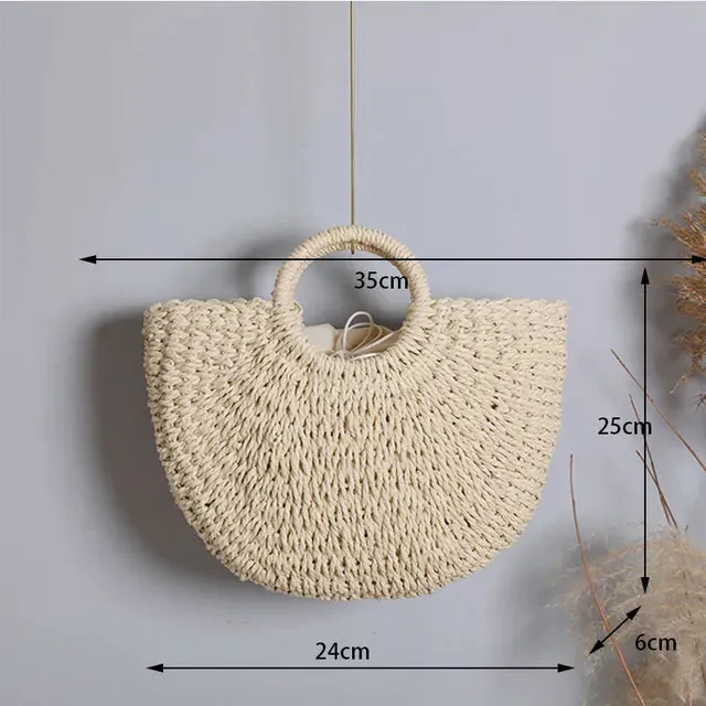 Yogodlns New Fashion MOON Straw Handbags - Embrace Vintage Elegance with Handmade Rattan Craftsmanship