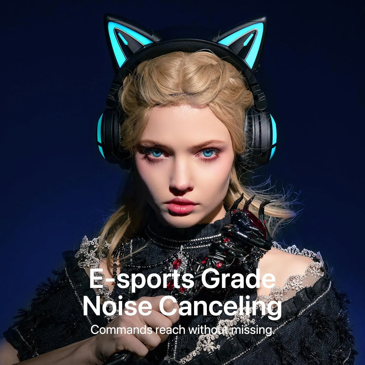YOWU Cat Ear Headphones CE, Wired/Wireless Gaming Headsets with Seamless Live Sound Experience for PC/PE/Switch/PS4/PS5, Built-in Mic & Customizable RGB Light Effect for Anime Lovers(Black)