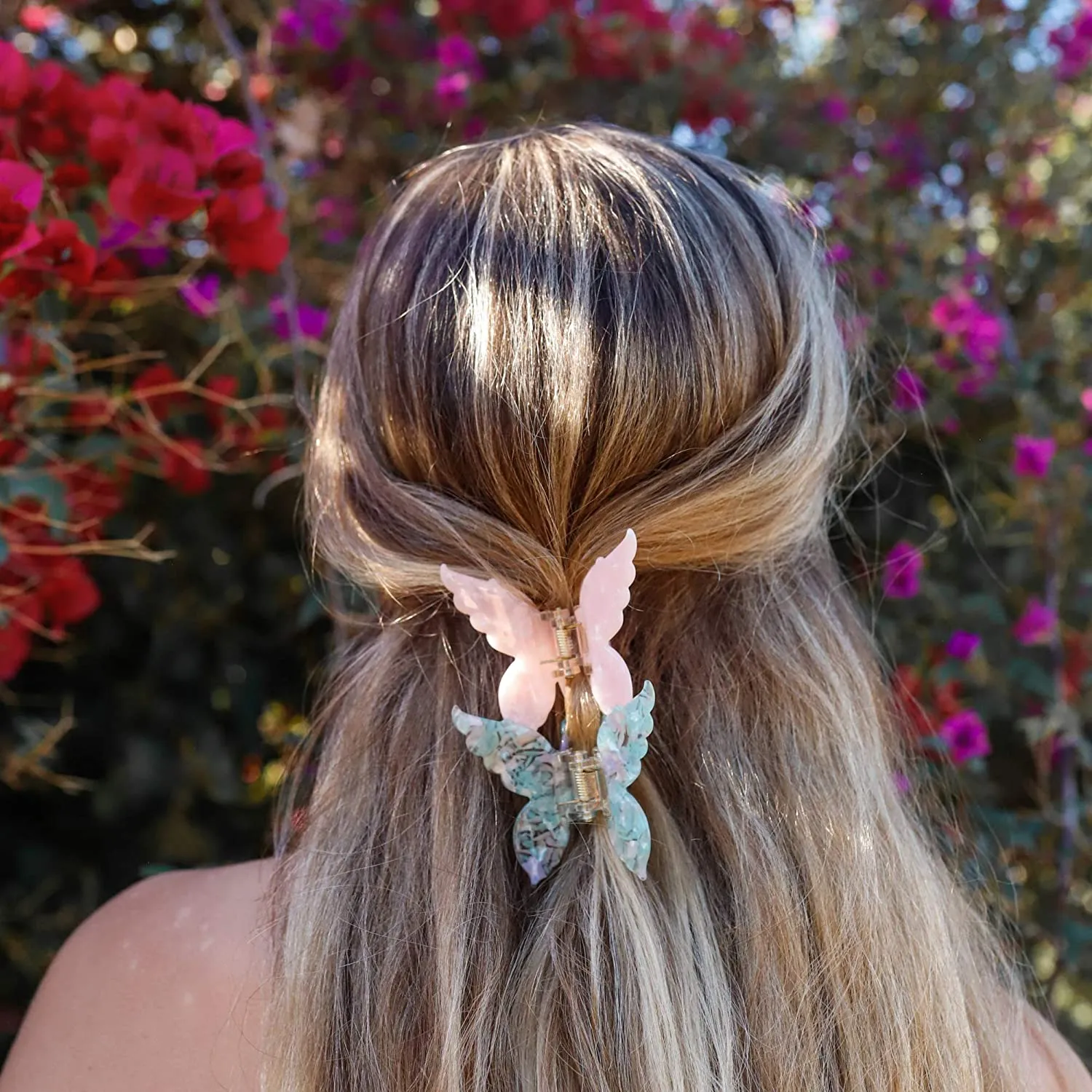 ZOOX Chic Hair Claw Clip by French Designer, A New Twist On Ordinary Hair Clips (Rose Quartz Butterfly)