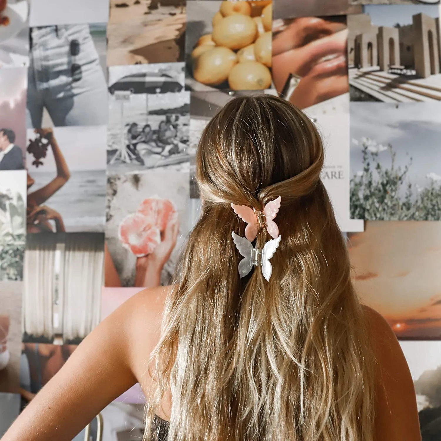 ZOOX Chic Hair Claw Clip by French Designer, A New Twist On Ordinary Hair Clips (Rose Quartz Butterfly)