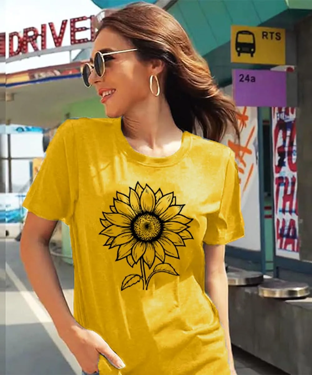 ZWSYXL American Flag Sunflower Shirts Women 4th of July Graphic Tees Patriotic T-Shirts USA Flag Star Stripe Tops