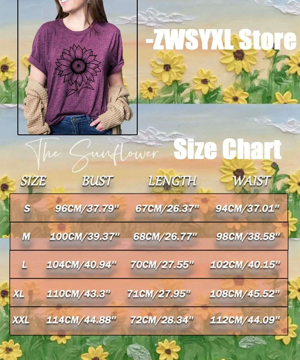 ZWSYXL American Flag Sunflower Shirts Women 4th of July Graphic Tees Patriotic T-Shirts USA Flag Star Stripe Tops